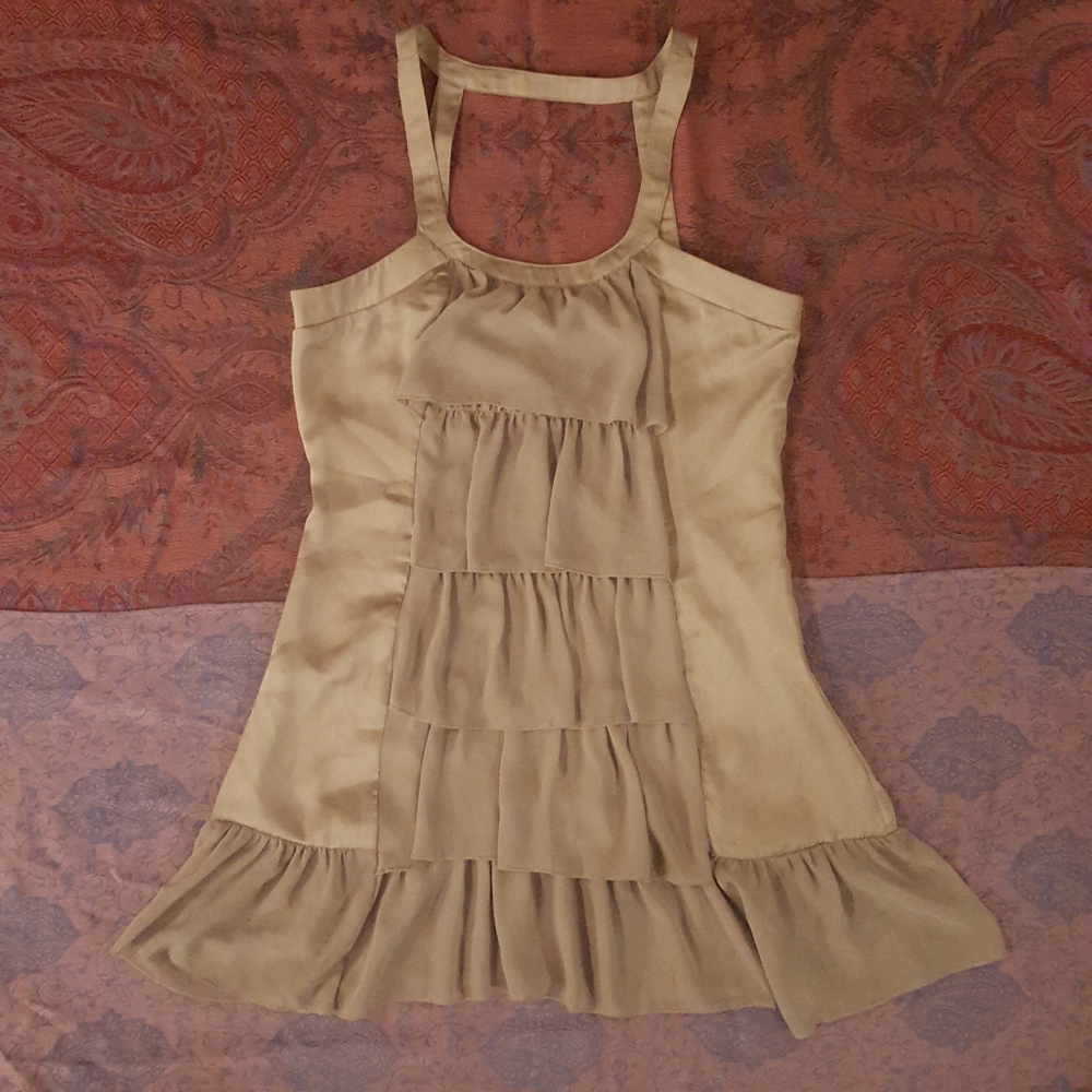 2/$35 Fairy Cute Vintage Silver grey Satin Ruffle Tank Dress - Picture 5 of 10